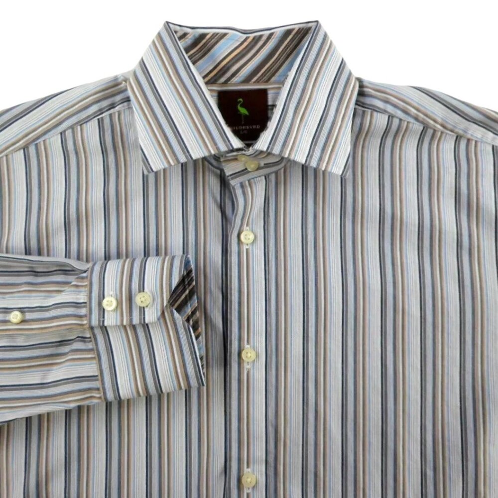 Tailorbyrd Light Multicolor Stripe Spread Collar Flip Cuff Cotton Shirt